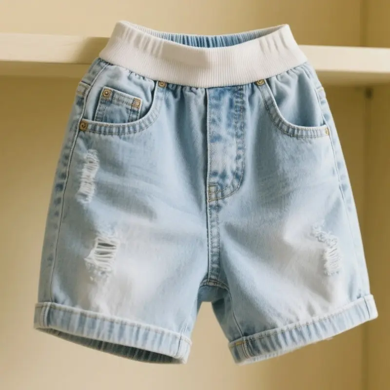 彈性腰頭牛仔短褲