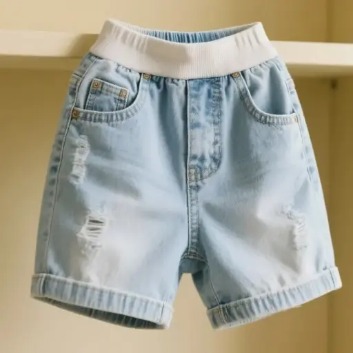 彈性腰頭牛仔短褲