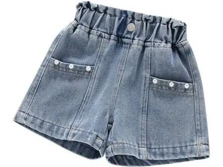 Denim Shorts with Elastic Waist